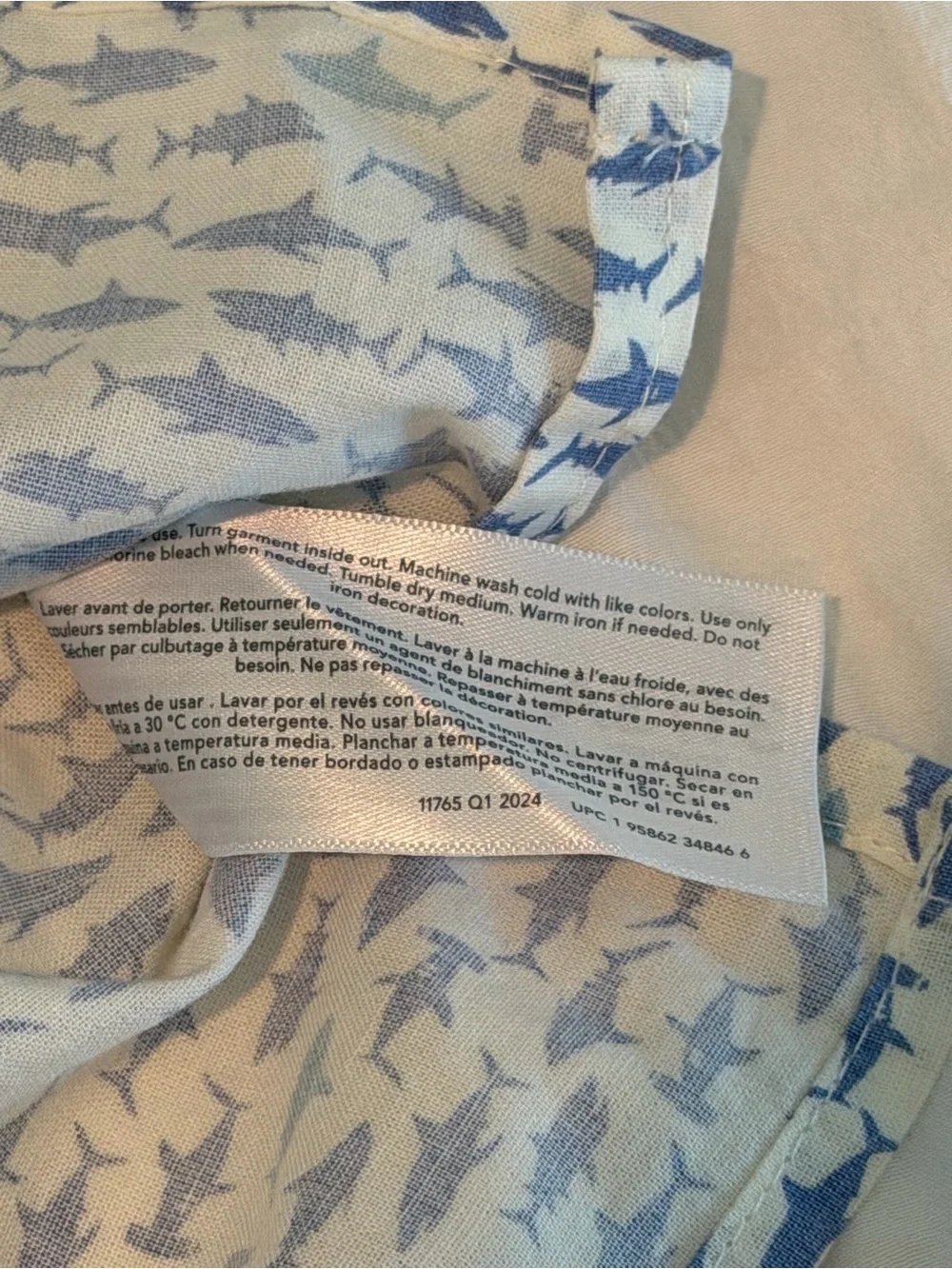 OshKosh Shark Print Button Front Shirt 3T NWT Blue White Cotton Toddler